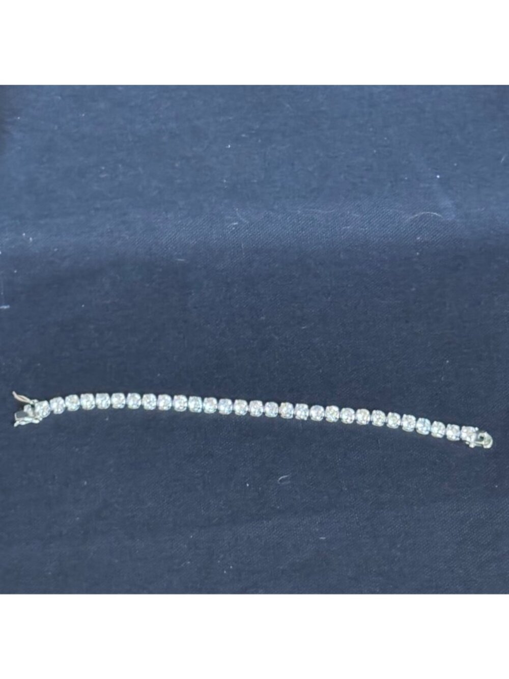 DBJ 925 Sterling Silver Tennis Bracelet w/Round CZ Stones Secure Clasp Vintage - Picture 8 of 10